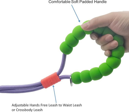 Hands Free Dog Leash,Adjustable Bungee Waist & Crossbody Leash with Comfortable Handle,Heavy Duty Nylon Rope for Small to Large Dogs,Safety Lock for Running,Hiking,Walking (Green-6ft)