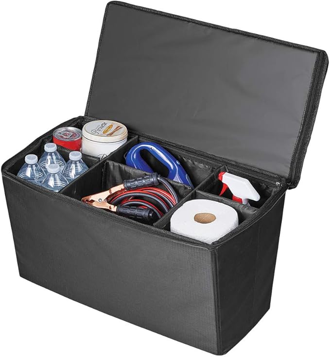 Collections Etc Quilted Pet Seat Extender with Adjustable Storage Bins for Travel, Zip Top Safe for Pets