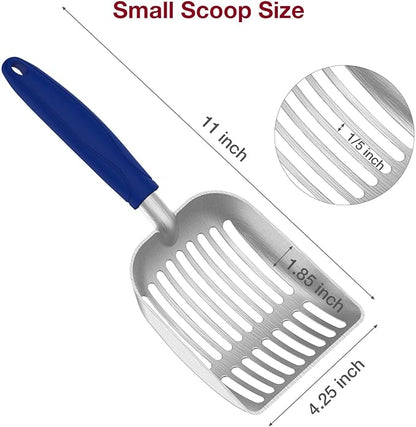 Cat Litter Scoop, Kitty Metal Scooper, Aluminum Alloy Sifter, Kitten Pooper Lifter, Deep Shovel, Long Handle, Poop Sifting, Durable, Heavy Duty, for Litter Box