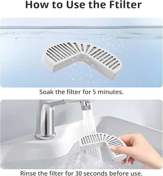 Cat and Dog Water Fountain Filters, 6 Pack Replacement Filters for Ceramic & Stainless Steel Fountains Automatic Pet Fountain Water Dispenser (6 Pack)
