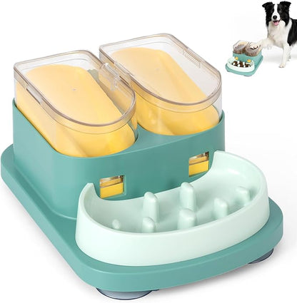 Dog Puzzle Toy, Double Food Bucket Dog Slow Feed Puzzle Toy, Adjustable Feeding Speed Puzzle Feeder for IQ Training and Mental Enrichment