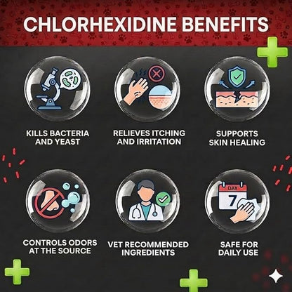 2% Chlorhexidine Wipes for Dogs 3X Larger | Yeast Infection Ringworm Fungus Hot Spot Itch Relief | Medicated Antibacterial Antifungal Gentle Soothing Topical Wipes for Dog Cat | 50 Wipes 5x6