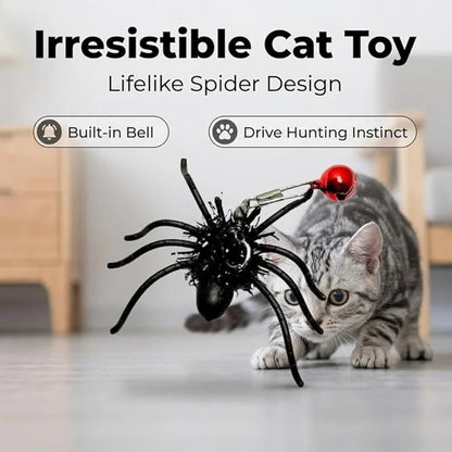 Feather Cat Toy Attachments - 2 Pcs Handmade Simulation Insects Natural Spiders - Cat Toy Wand Refills - Mini Insects Cat Lures Wand Attachment Replacement for Kitty Kitten Indoor
