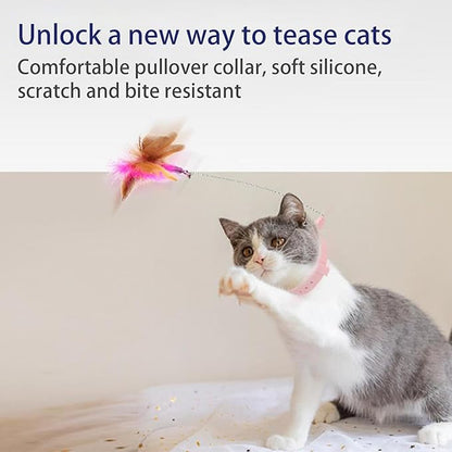 Pet Feather Wand - Flexible Feather Teaser with Wire | Interactive Cat Wand Feathers, Steel Wire Cat Toy Wand, Flying Feather Cat Catcher, Colorful Cat Wand String for Kitten Exercising Chasing