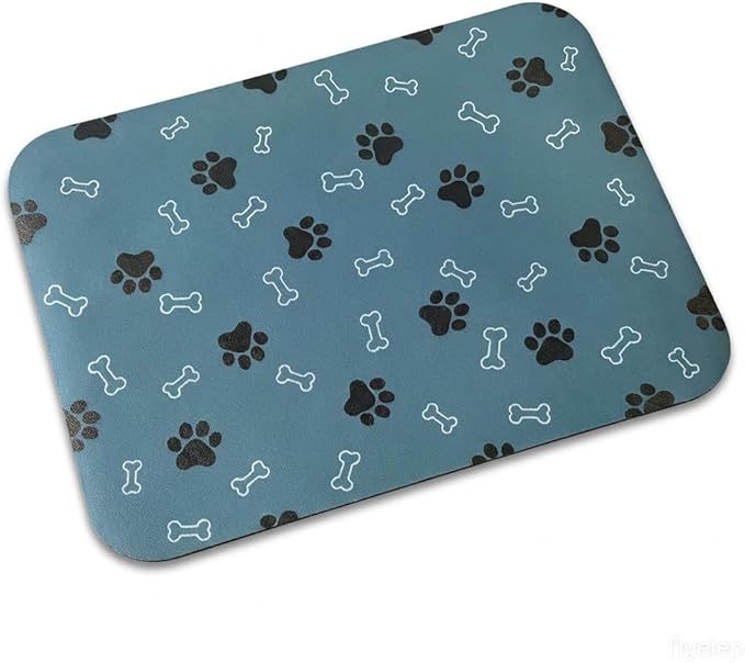 Pet Cat Dog Food Mat Non Slip Mat for Dog Water Bowl Mat Quick Dry Absorbent Cat Feeding Mat, 24 * 16.9 in, Blue