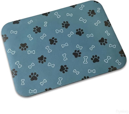 Pet Cat Dog Food Mat Non Slip Mat for Dog Water Bowl Mat Quick Dry Absorbent Cat Feeding Mat, 24 * 16.9 in, Blue