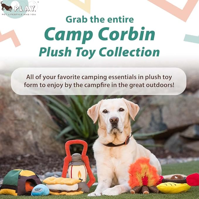P.L.A.Y. Cute Dog Toys - Camping Themed Durable Squeaker Chew Toy, Great for Puppies & All Dog Breeds - Machine Washable, Recycled Materials (S'more)