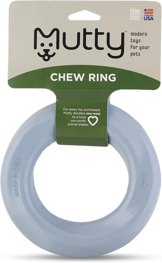 Mutty Dog Chew Ring - Made in USA Dog Toys for Chewers - One Meal Donated to Shelters per Toy - Durable Rubber Dog Toy - Non-Toxic 100% Food Grade Materials