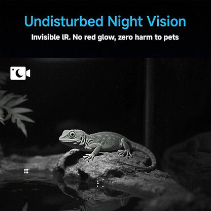 2K HD Aquarium & Terrarium WiFi Pet Camera, Aquarium Camera, 140° Wide-Angle Anti-Glare & Anti-Reflection, AI Motion Detection, AI-Powered Detection, Two-Way Audio for Fish Reptiles (Black)