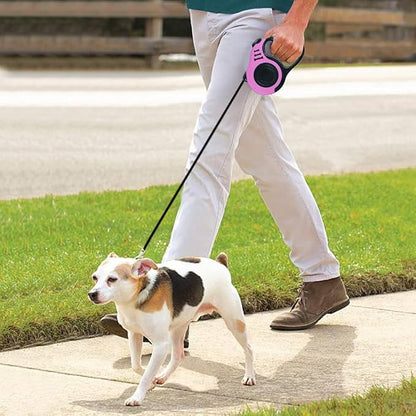 Retractable Dog Leash 16ft, Tangle-Free Expandable Leash for Medium Dogs Up to 33lbs, Easy-Adjust Lock & Anti-Slip Handle for Safe Walks