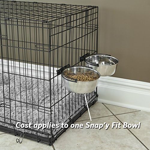 MidWest Homes for Pets Snap'y Fit Stainless Steel Food or Water Bowl, Holds 1 Quart, Mounts to Wire Crates, No-Tip Design, Rust-Resistant, for Dogs and Cats - Image 4