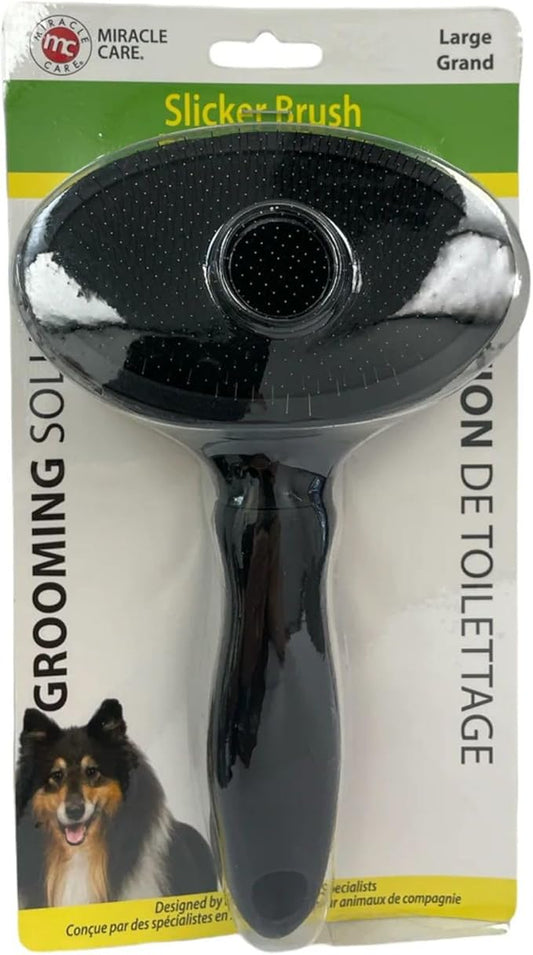 Miracle Care Slicker Brush for Dogs, Pet Hair Brush for Shedding, Removes Loose Undercoat, Ergonomic Handle, Larger Head for Large Dogs