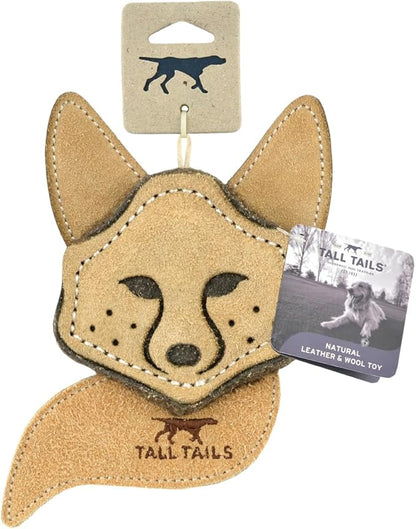 Tall Tails Dog Natural Leather Scrappy Fetch Toy for Dogs, Fox