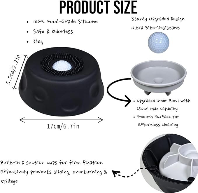 Silicone Lick Bowl for Dogs with Suction Cup Base, Anti-Slip Slow Feeder for Liquid Treats, Interactive Tongue Cleaning Dog Lick Bowl, Dishwasher Safe for Small Medium Large Pets(1, Black)