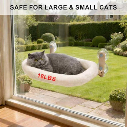 YGP Foldable Cat Window Perch – No Drilling, 40lbs Tested Hold, 4 Strong Suction Cups, Heavy-Duty Metal Frame, Space-Saving Fold-Down Design, Ultra-Soft Fleece Hammock for Cats