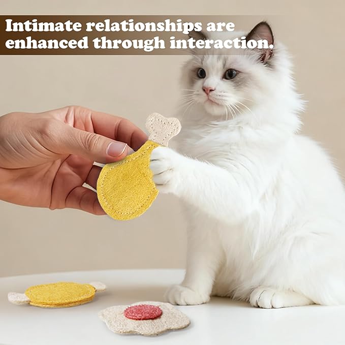 3-Pack Catnip Chew Toys, Natural Loofah Cat Scratch & Teething Toys for Bored Indoor Cats, Interactive Food Shape Treat Toy for Dental Health, Cat Toys with Catnip for Kitty Toys