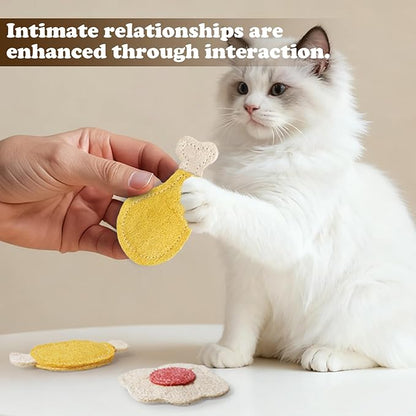 3-Pack Catnip Chew Toys, Natural Loofah Cat Scratch & Teething Toys for Bored Indoor Cats, Interactive Food Shape Treat Toy for Dental Health, Cat Toys with Catnip for Kitty Toys