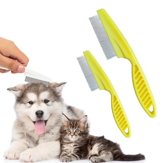 Pet Hair Comb, Multifunctional Pet Grooming Brush Pet Hair Comb Tear Stain Removal (Yellow)
