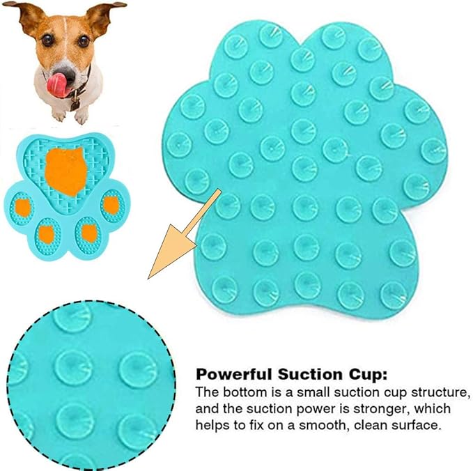 Dog Licking Mat for Anxiety Peanut Butter Slow Feeder Bowls Licking Pad with Strong Suction to Wall for Pet Bathing,Grooming,and Dog Training (Light Blue)