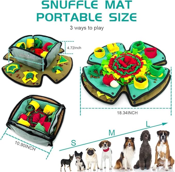 AWOOF Snuffle Mat for Dogs,19" x 19" Interactive Dog Puzzle Toys Encourages Natural Foraging Skills,Durable Dog Feeding Mat for Boredom and Mental Stimulation for Large, Medium and Small Dogs