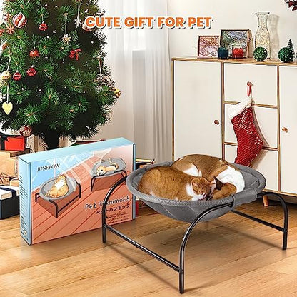 JUNSPOW Cat Bed Large Free-Standing Detachable Pet Hammock Cat Sleep, Grey - Image 5
