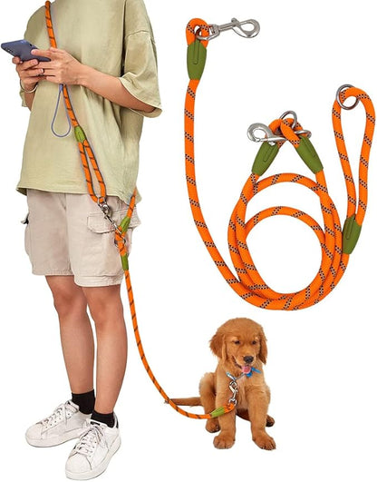 pawstrip Hands Free Dog Leash Crossbody Dog Running Leash Handsfree Pet Rope for Hiking Training Heavy Duty Reflective Pet Walking Belt (Orange)