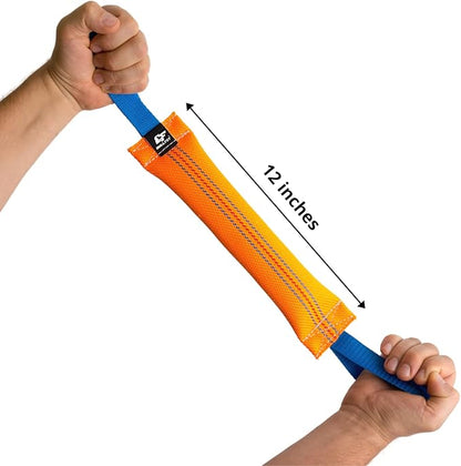 Dog Bite Tug Toy with 2 Strong Handles, Orange - Tough, Durable Fire Hose Dog Tug for Medium to Large Dogs - Ideal for Tug of War, Fetch, Puppy Training & Fun Interactive Play - Handmade Pull Toys