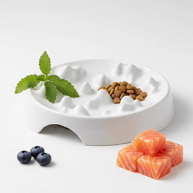 CatGuru Cat Bowls, Whisker Friendly Food Bowl for Indoor Cats, Reliefs Whisker Fatigue, Wide Kitten Dish, Non Slip Pet Dishes, Shallow Pet Plates (Marshmallow, (Pack of 2))