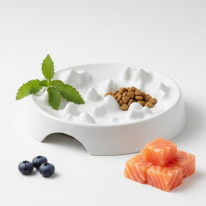 CatGuru Cat Bowls, Whisker Friendly Food Bowl for Indoor Cats, Reliefs Whisker Fatigue, Wide Kitten Dish, Non Slip Pet Dishes, Shallow Pet Plates (Marshmallow, (Pack of 2))