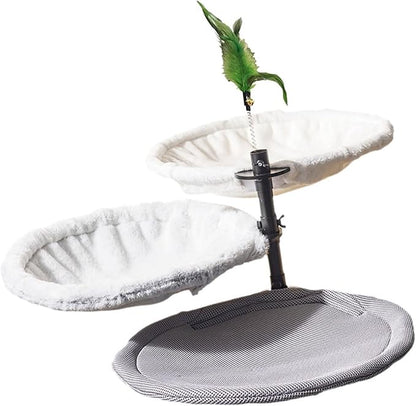 Adjustable Cats Hammock for Desk Space Saving Steel Frame Fabric Ergonomic Pet Bed for Small Cats