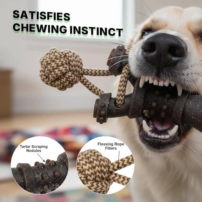 Rugged Rope Dog Tug Toy - Tough Dog Toys for Aggressive Chewers, Dog Chew Toy Promotes Dental Care and Reduces Boredom