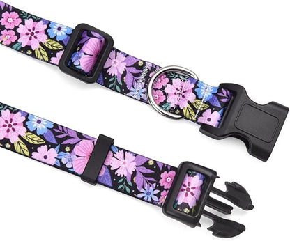 Dog Collar with Bohemia Floral Tribal Geometric Patterns - Soft Ethnic Style Collar Adjustable for Small Medium Large Dogs(Floral Pink,S)