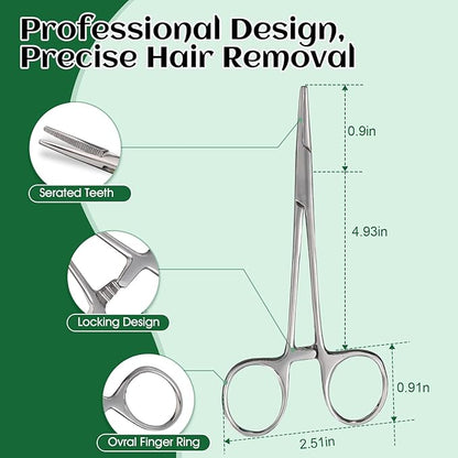 Dog Ear Hair Removal Tool – 30g Ear Powder, 5.5" Hemostat & Electric Dog Ear Trimmer – Helps Reduce Wax & Odor – Grooming Kit for Schnauzers, Poodles & Breeds with Ear Hair