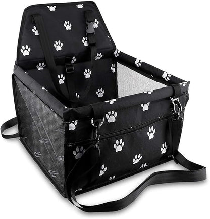 Petbobi Pet Reinforce Car Booster Seat for Dog Cat Portable and Breathable Bag with Seat Belt Dog Carrier Safety Stable for Travel Look Out,with Clip on Leash with PVC Tube (Foot)
