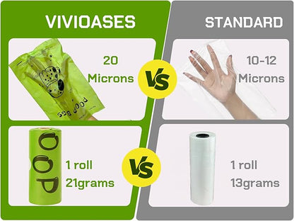 Dog Poop Bags Rolls with Dispenser - Scented & Leak-Proof Dog Waste Bags in Green/Black, 13x9 Inch Extra Large Poop Bags for Dogs, 120/360/630 Counts