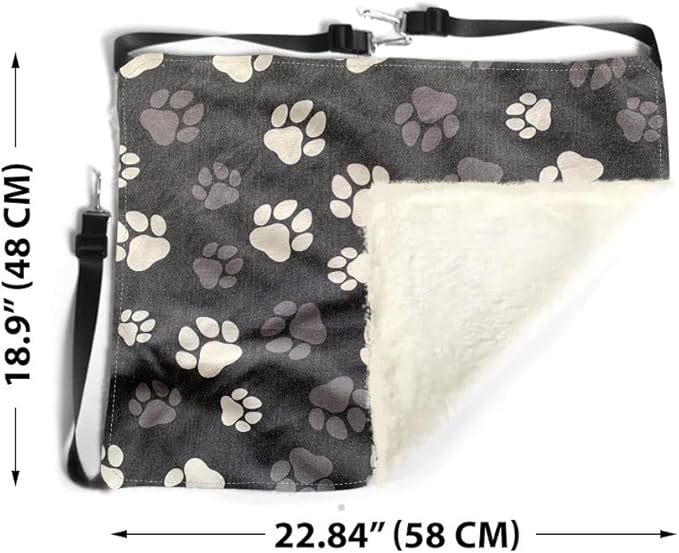 WIRESTER Reversible Cat Hanging Hammock 22.8 x 18.9 Inch, Pet Cage Hammock Bed with Adjustable Straps, Soft Sleeping Hammock for Cat, Ferret, Puppy Dog, Rabbit, Small Animals - Dog Paws