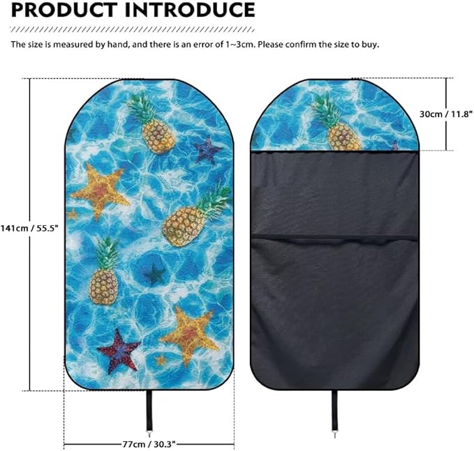 Coldinair Ocean Starfish Towel Waterproof Sweat Beach Seat Cover Pineapple Universal for Car Truck SUV Seat for Dog or Workout,Non-Slip and Easy to Install