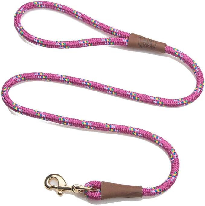 Mendota Pet Snap Leash - British-Style Braided Dog Lead, Made in The USA - Raspberry Confetti, 1/2 in x 4 ft - for Large Breeds