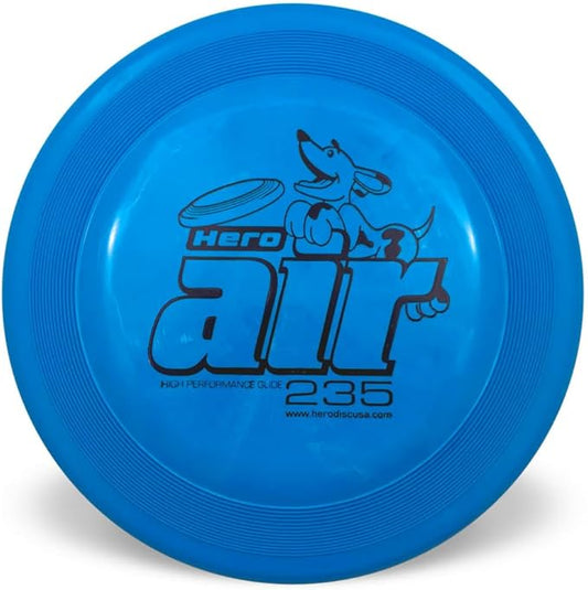 Hero Disc USA Hero Air 235 Dog Frisbee, Outdoor Dog Toy and Pet Frisbee, Lightweight Dog Flying Disc (Blue)