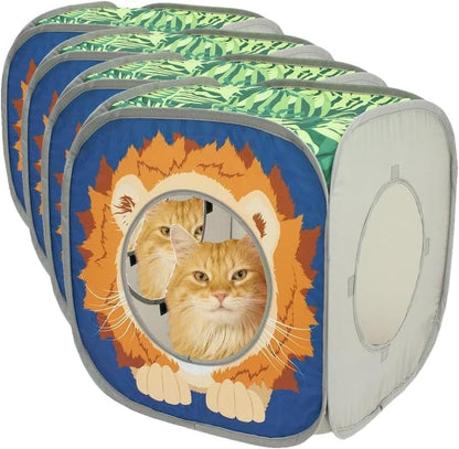 Kitty City Safari Jungle Collapsible Cat Toy Collection, Cube (Pack of 4) by KittyCity