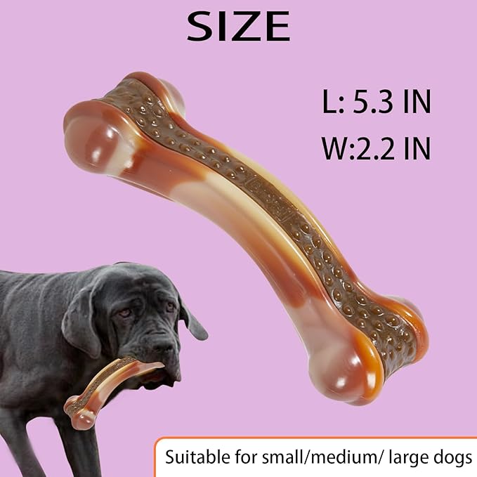 Dog Bones Chew Toys for Aggressive Chewers, 3 Pack Real Chicken Flavor,Indestructible Dog Teething Chew Toys for Large/Medium/Small Breed,Tough Toy with Durable Nylon