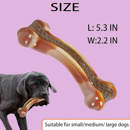 Dog Bones Chew Toys for Aggressive Chewers, 2 Pack Real Chicken Flavor,Indestructible Dog Teething Chew Toys for Large/Medium/Small Breed,Tough Toy with Durable Nylon