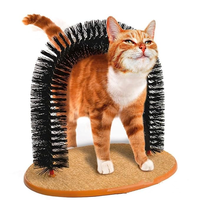 Cat Self Groomer Kitten Pleasurable Massaging Scratching Pet Self Cleaning Scratch Arch Cats Hair Brush Selfs Massage Brush Hair Trimming Brush Cat Scratcher Toys Durable Brusher&Massager