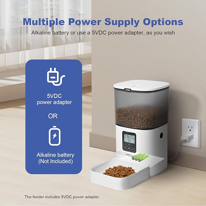 ANDOLL HOME Automatic Cat Feeder, 4L Cat Food Dispenser with 10s Voice Recorder, Pet Feeder up to 8 Meals per Day, Timed Dog Feeder with Dry Food Sealed Ring