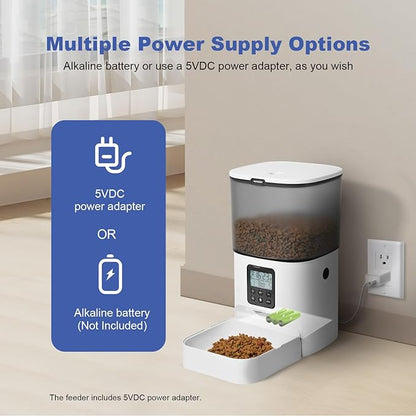 ANDOLL HOME Automatic Cat Feeder, 4L Cat Food Dispenser with 10s Voice Recorder, Pet Feeder up to 8 Meals per Day, Timed Dog Feeder with Dry Food Sealed Ring
