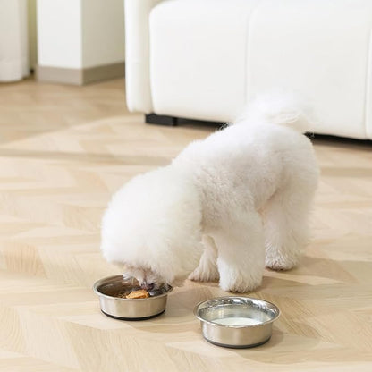 Dog Bowls Durable Heavy Duty Stainless Steel Dog Bowls Non-Slip Basic Bowl for Dogs with Rubber Base (2 Pack, 2 Cups)