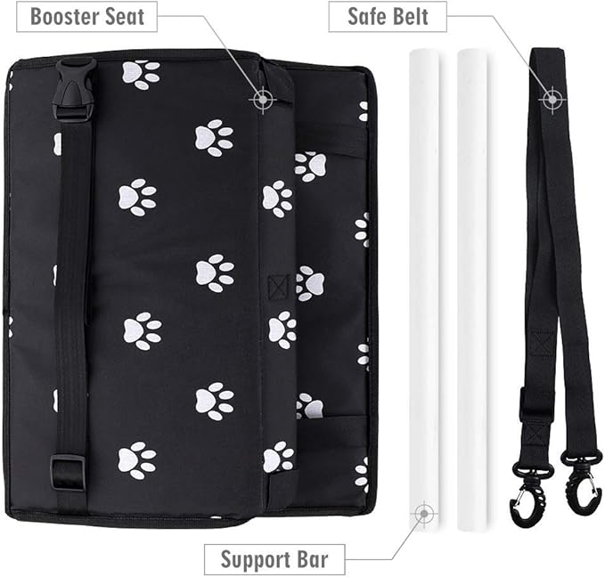 Petbobi Pet Reinforce Car Booster Seat for Dog Cat Portable and Breathable Bag with Seat Belt Dog Carrier Safety Stable for Travel Look Out,with Clip on Leash with PVC Tube (Foot)