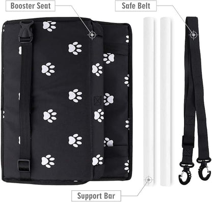 Petbobi Pet Reinforce Car Booster Seat for Dog Cat Portable and Breathable Bag with Seat Belt Dog Carrier Safety Stable for Travel Look Out,with Clip on Leash with PVC Tube (Foot)