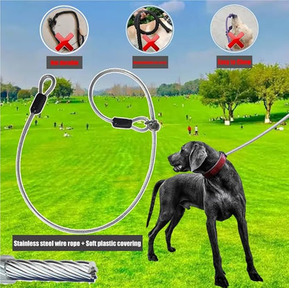 16Ft Chew Proof Retractable Dog Leash Anti-Chewing Wire Ropes Hands-Free Adjustable Safety Lock Durable Nylon Belt for Large Dogs Red L