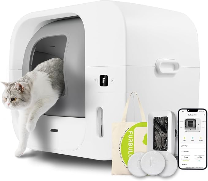 Furbulous True Odor-Free Automatic Cat Litter Box with Self-Pack and Refill System, APP Control, Self Cleaning and Packing Litter Box with Extra Large Space for 3.3-22 lbs Cats, Upgraded